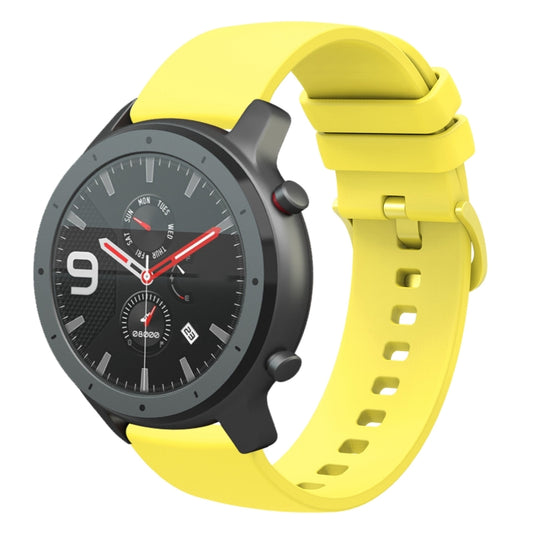 For Amazfit GTR 47mm 22mm Solid Color Soft Silicone Watch Band(Yellow) - Watch Bands by buy2fix | Online Shopping UK | buy2fix