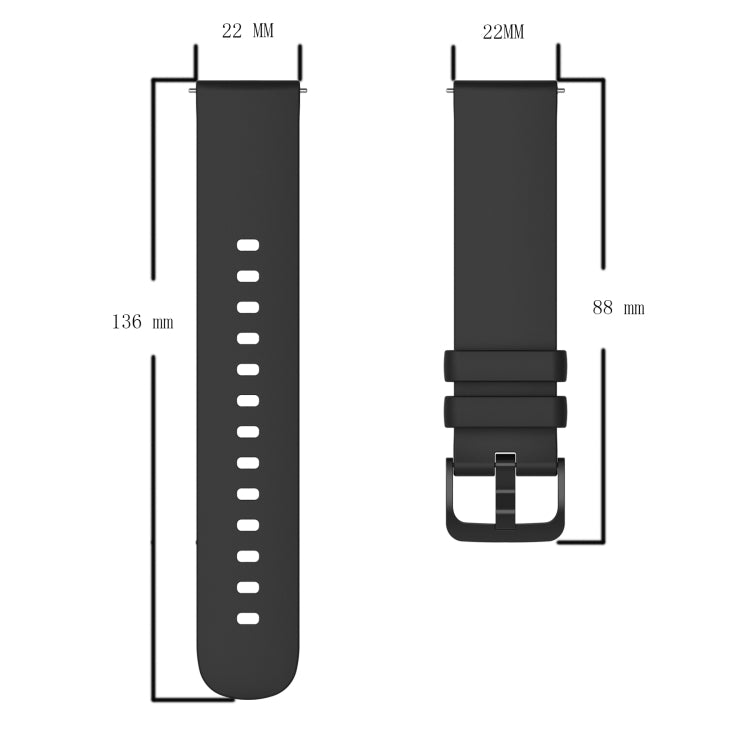 For Amazfit Pace 22mm Solid Color Soft Silicone Watch Band(Black) - Watch Bands by buy2fix | Online Shopping UK | buy2fix