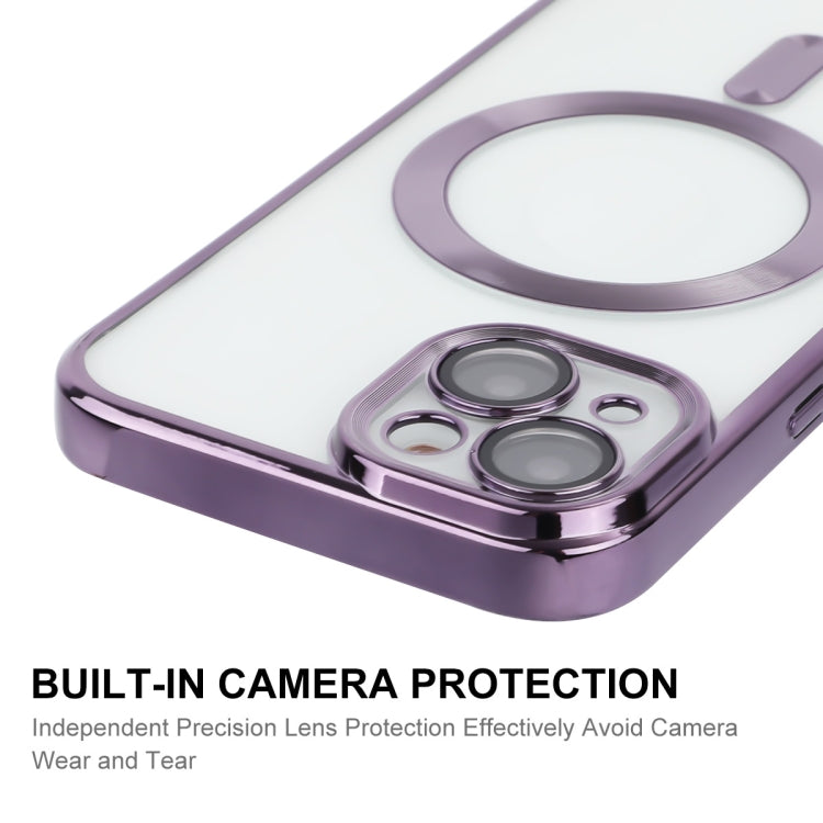 For iPhone 14 Plus ENKAY Electroplated MagSafe Shockproof TPU Phone Case with Lens Film(Purple) - iPhone 14 Plus Cases by ENKAY | Online Shopping UK | buy2fix