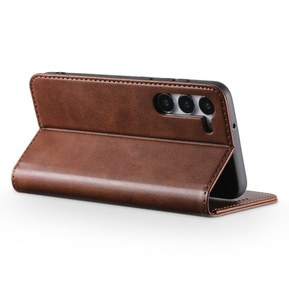 For Samsung Galaxy S24+ 5G Suteni Calf Texture Horizontal Flip Leather Phone Case(Brown) - Galaxy S24+ 5G Cases by Suteni | Online Shopping UK | buy2fix