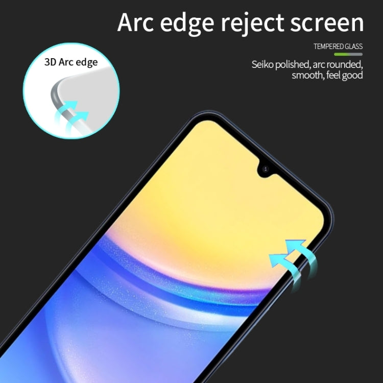 For Samsung Galaxy A15 MOFI 9H 3D Explosion-proof Curved Screen Tempered Glass Film(Black) - Galaxy Tempered Glass by MOFI | Online Shopping UK | buy2fix