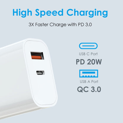 NORTHJO NOPD2002 PD20W USB-C/Type-C + QC 3.0 USB Dual Ports Fast Charger, UK Plug(White) - USB Charger by NORTHJO | Online Shopping UK | buy2fix