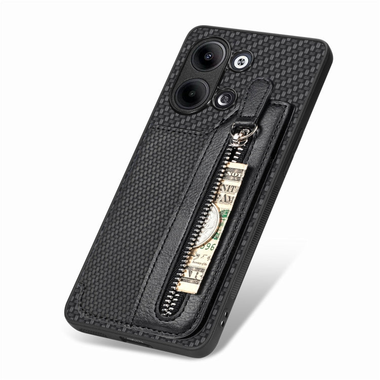 For OnePlus 11 Carbon Fiber Horizontal Flip Zipper Wallet Phone Case(Black) - OnePlus Cases by buy2fix | Online Shopping UK | buy2fix