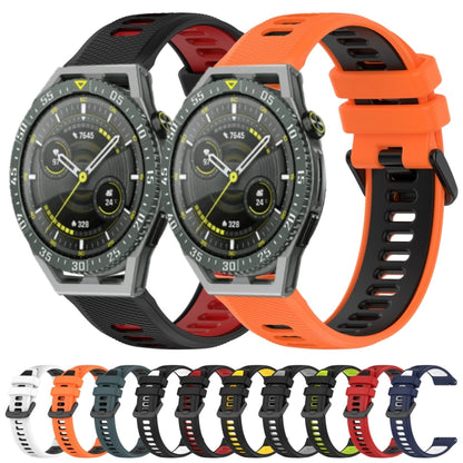 For Honor Watch GS 3 22mm Sports Two-Color Silicone Watch Band(Black+Yellow) - Watch Bands by buy2fix | Online Shopping UK | buy2fix