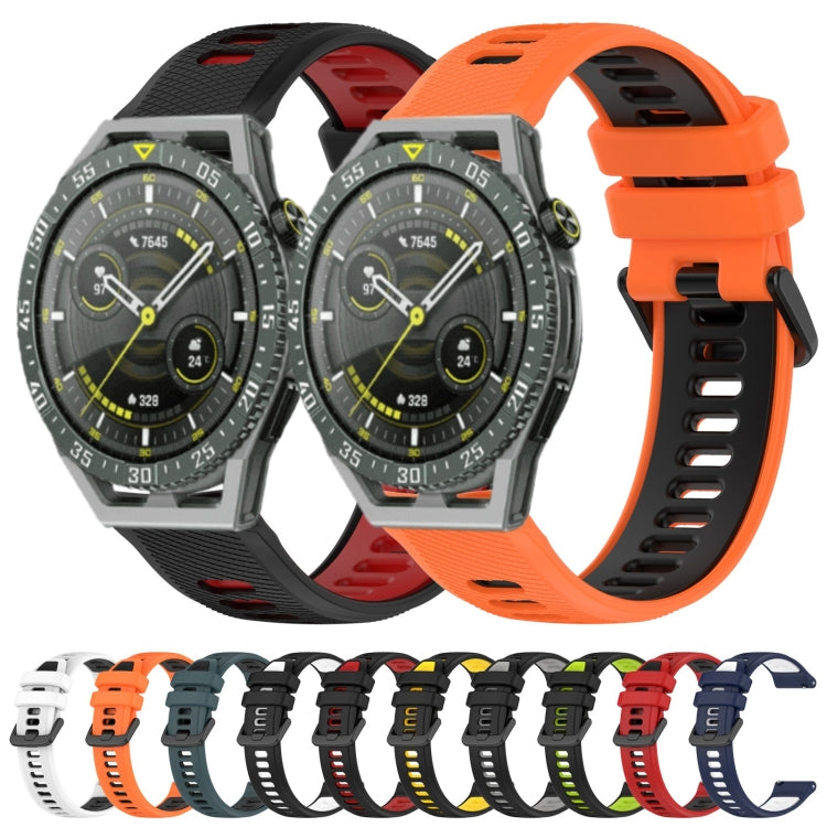 For Huawei Watch GT3 46mm 22mm Sports Two-Color Silicone Watch Band(Orange+Black) - Watch Bands by buy2fix | Online Shopping UK | buy2fix