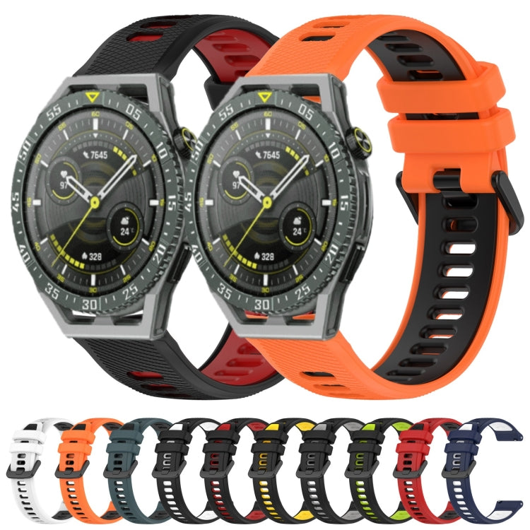 For Honor Watch GS Pro 22mm Sports Two-Color Silicone Watch Band(Black+Green) - Watch Bands by buy2fix | Online Shopping UK | buy2fix