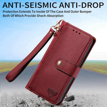 For iPhone 16 Pro Max Love Zipper Lanyard Leather Phone Case(Red) - iPhone 16 Pro Max Cases by buy2fix | Online Shopping UK | buy2fix