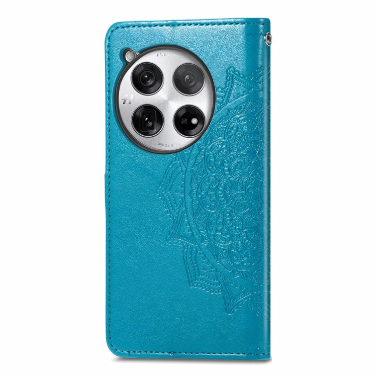 For OnePlus 12 Mandala Flower Embossed Leather Phone Case(Blue) - OnePlus Cases by buy2fix | Online Shopping UK | buy2fix