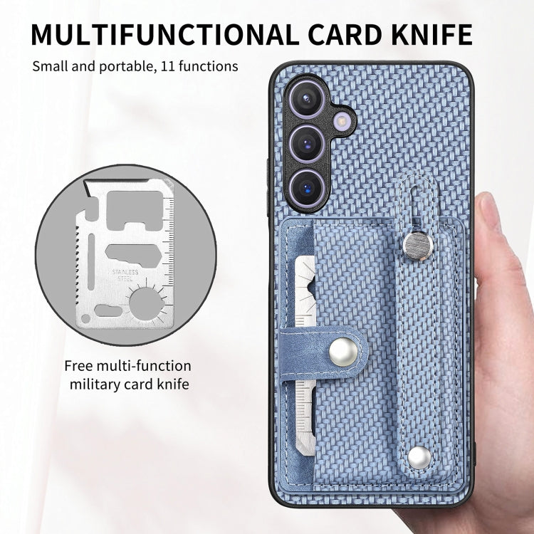 For Samsung Galaxy S25+ 5G Wristband Kickstand Wallet Back Phone Case with Tool Knife(Blue) - Galaxy S25+ 5G Cases by buy2fix | Online Shopping UK | buy2fix