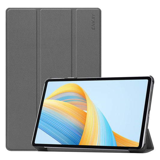 For Honor Pad V8 ENKAY Tri-fold Custer Texture Leather Smart Tablet Case(Grey) - Honor by ENKAY | Online Shopping UK | buy2fix