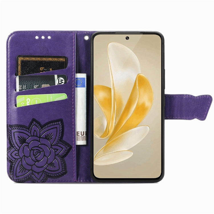 For vivo X100 Pro Butterfly Love Flower Embossed Leather Phone Case(Purple) - X100 Pro Cases by imak | Online Shopping UK | buy2fix