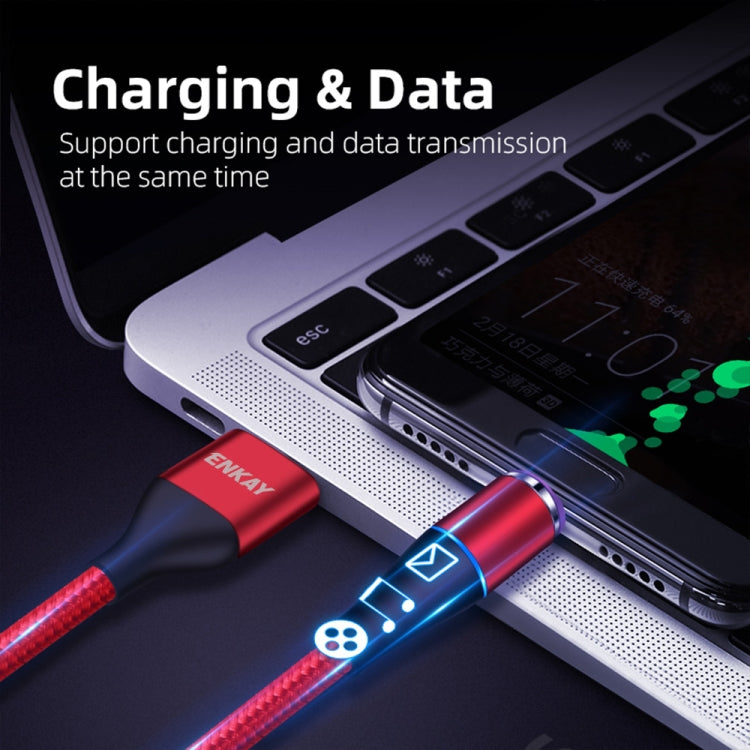 ENKAY 2 in 1 5A USB to Type-C + 8 Pin Magnetic Fast Charging Data Cable with LED Light, Length: 1m(Silver) - Charging Cable & Head by ENKAY | Online Shopping UK | buy2fix