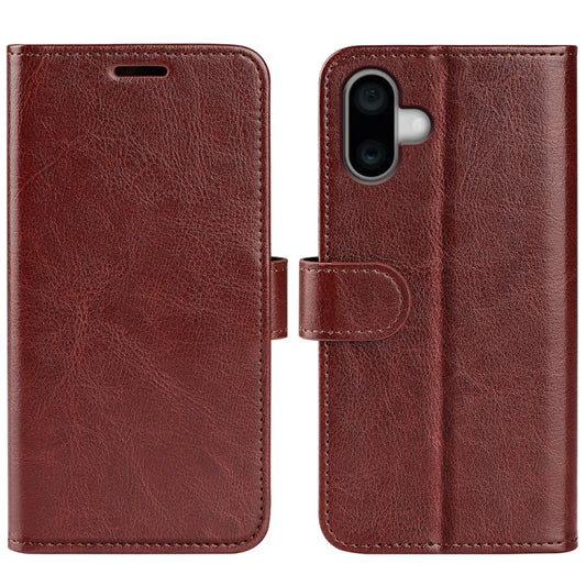 For iPhone 16 Plus R64 Texture Horizontal Flip Leather Phone Case(Brown) - iPhone 16 Plus Cases by buy2fix | Online Shopping UK | buy2fix