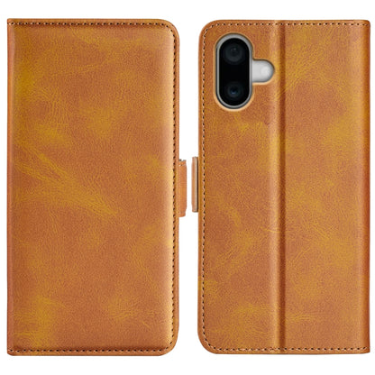 For iPhone 16 Plus Dual-side Magnetic Buckle Horizontal Flip Leather Phone Case(Yellow) - iPhone 16 Plus Cases by buy2fix | Online Shopping UK | buy2fix