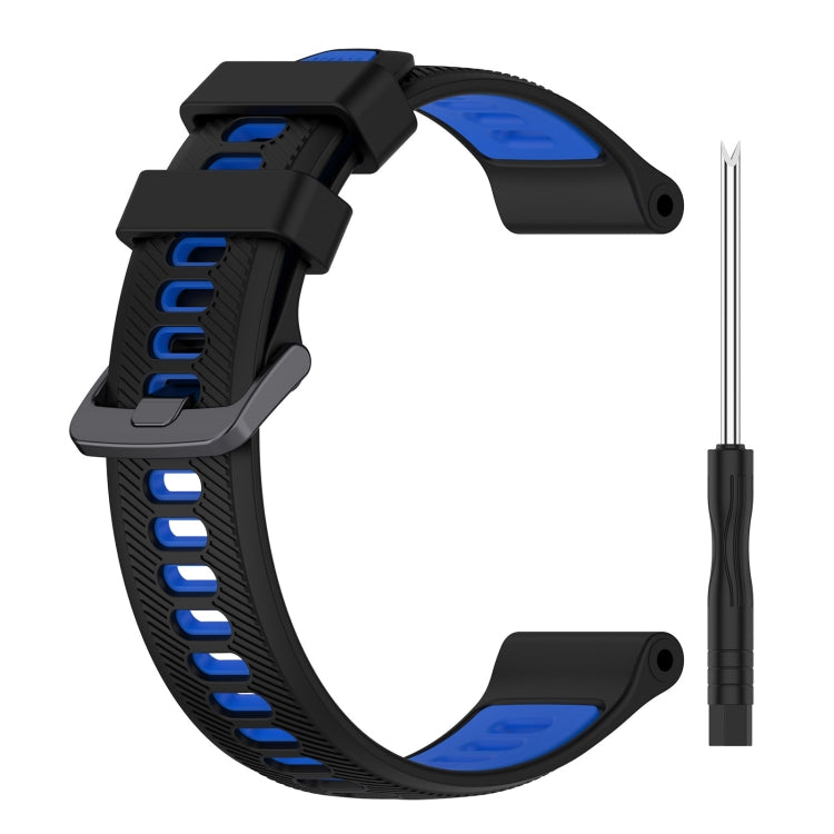 For Garmin Forerunner 955 Sports Two-Color Silicone Watch Band(Black+Blue) - Watch Bands by buy2fix | Online Shopping UK | buy2fix