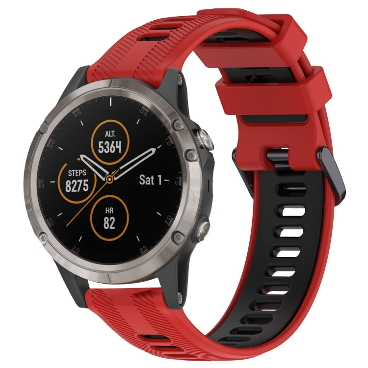 For Garmin Fenix 5 Plus Sports Two-Color Silicone Watch Band(Red+Black) - Watch Bands by buy2fix | Online Shopping UK | buy2fix