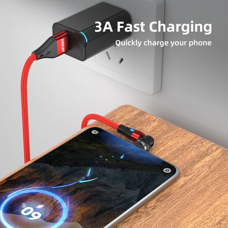 ENKAY 3 in 1 3A USB to Type-C / 8 Pin / Micro USB Magnetic 540 Degrees Rotating Fast Charging Cable, Length:1m(Red) - Charging Cable & Head by ENKAY | Online Shopping UK | buy2fix