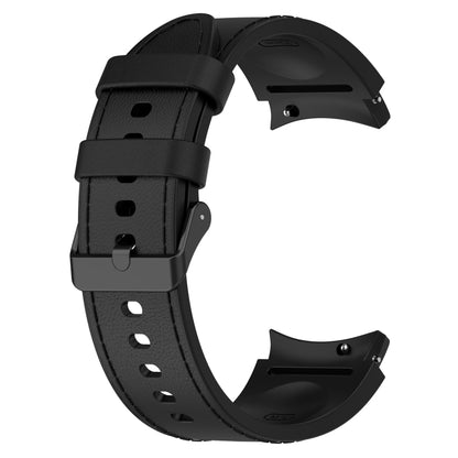 For Samsung Galaxy Watch 6 Silicone Leather Black Buckle Watch Band(Black) - Watch Bands by buy2fix | Online Shopping UK | buy2fix