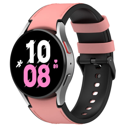 For Samsung Galaxy Watch 6 Classic Silicone Leather Black Buckle Watch Band(Pink) - Watch Bands by buy2fix | Online Shopping UK | buy2fix