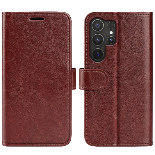 For Samsung Galaxy S25 Ultra 5G R64 Texture Horizontal Flip Leather Phone Case(Brown) - Galaxy S25 Ultra 5G Cases by buy2fix | Online Shopping UK | buy2fix