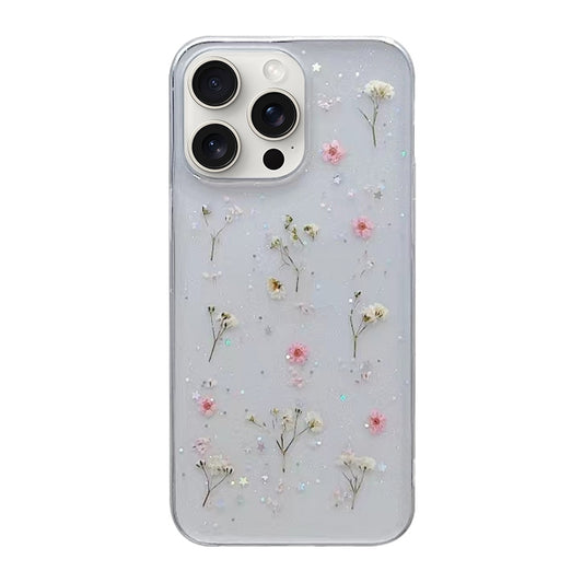 For iPhone 16 Pro Gypsophila Flowers Pattern TPU Protective Phone Case(Pink) - iPhone 16 Pro Cases by buy2fix | Online Shopping UK | buy2fix