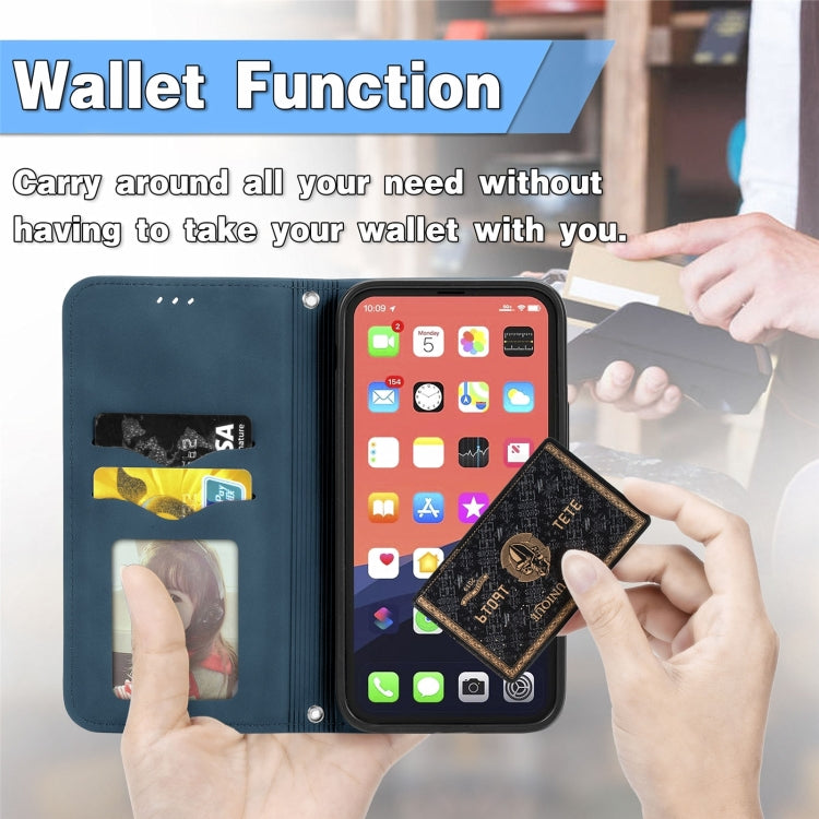 For iPhone 16 Pro Max Retro Skin Feel Magnetic Flip Leather Phone Case(Blue) - iPhone 16 Pro Max Cases by buy2fix | Online Shopping UK | buy2fix