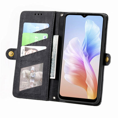 For DOOGEE X98 Pro / X98 Geometric Zipper Wallet Side Buckle Leather Phone Case(Black) - Doogee Cases by buy2fix | Online Shopping UK | buy2fix