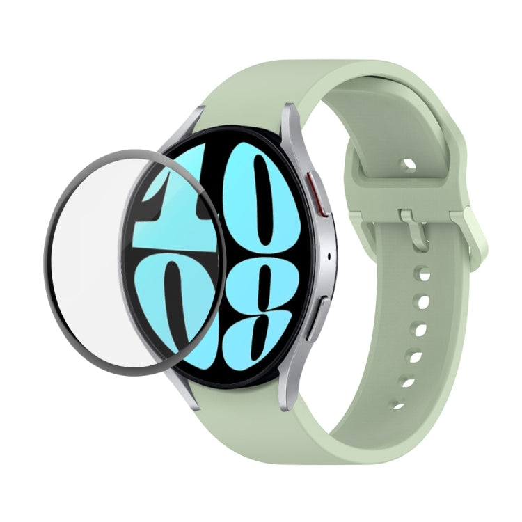 For Samsung Galaxy Watch6 40mm JUNSUNMAY Silicone Adjustable Strap + Full Coverage PMMA Screen Protector Kit(Light Green) - Watch Bands by JUNSUNMAY | Online Shopping UK | buy2fix