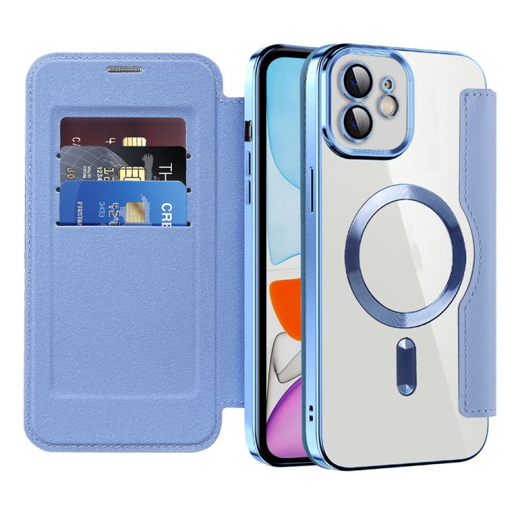 For iPhone 13 Pro Max Shield Magsafe RFID Anti-theft Rhombus Leather Phone Case(Blue) - iPhone 13 Pro Max Cases by buy2fix | Online Shopping UK | buy2fix