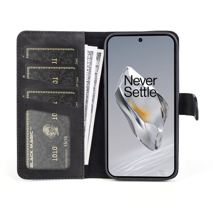 For OnePlus 12 Stitching Horizontal Flip Leather Phone Case(Black) - OnePlus Cases by buy2fix | Online Shopping UK | buy2fix