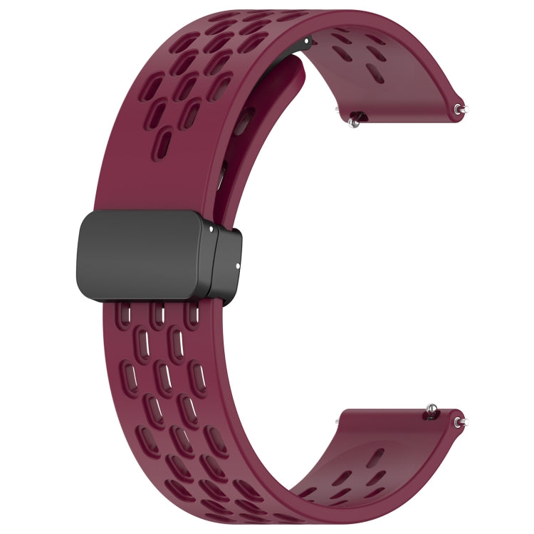 For Amazfit GTS 2 Mini 20mm Folding Magnetic Clasp Silicone Watch Band(Burgundy) - Watch Bands by buy2fix | Online Shopping UK | buy2fix
