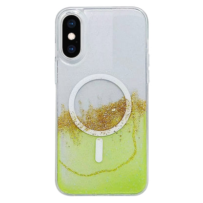 For iPhone XS Max MagSafe Gilding Hybrid Clear TPU Phone Case(Green) - More iPhone Cases by buy2fix | Online Shopping UK | buy2fix