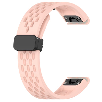 For Garmin Fenix 7S Pro 42mm 20mm Folding Buckle Hole Silicone Watch Band(Pink) - Watch Bands by buy2fix | Online Shopping UK | buy2fix