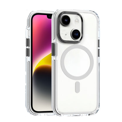 For iPhone 14 Dual-color MagSafe TPU Hybrid Clear PC Shockproof Phone Case(White) - iPhone 14 Cases by buy2fix | Online Shopping UK | buy2fix