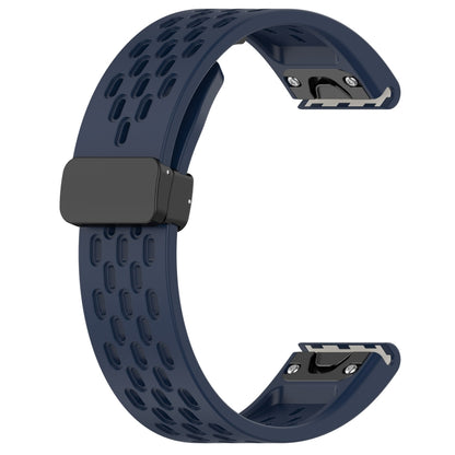 For Garmin Epix Pro 51mm Quick Release Holes Magnetic Buckle Silicone Watch Band(Dark Blue) - Watch Bands by buy2fix | Online Shopping UK | buy2fix