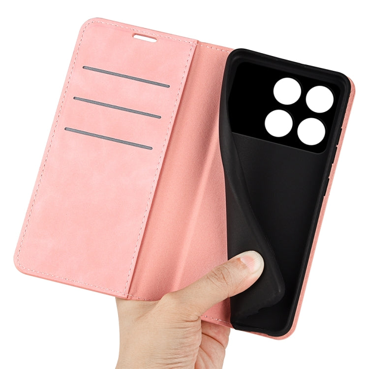 For Xiaomi Redmi K70E Retro-skin Magnetic Suction Leather Phone Case(Pink) - K70E Cases by buy2fix | Online Shopping UK | buy2fix