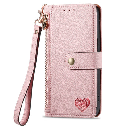 For Xiaomi 13 Lite Love Zipper Lanyard Leather Phone Case(Pink) - 13 Lite Cases by buy2fix | Online Shopping UK | buy2fix