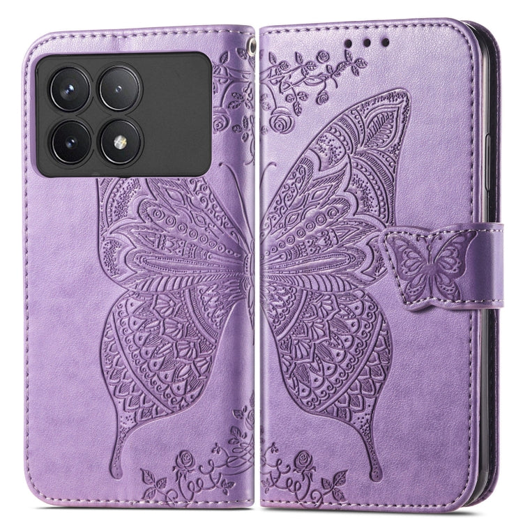 For Xiaomi Redmi K70 Butterfly Love Flower Embossed Leather Phone Case(Purple) - K70 Cases by buy2fix | Online Shopping UK | buy2fix