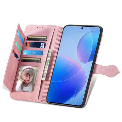 For Xiaomi Redmi K70 Pro Embossed Flower Zipper Leather Phone Case(Pink) - K70 Pro Cases by buy2fix | Online Shopping UK | buy2fix