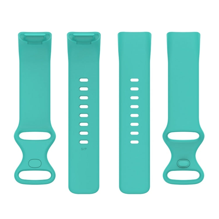 For Fitbit Charge 6 Solid Color Butterfly Buckle Silicone Watch Band, Size:L Size(Teal Green) - Watch Bands by buy2fix | Online Shopping UK | buy2fix