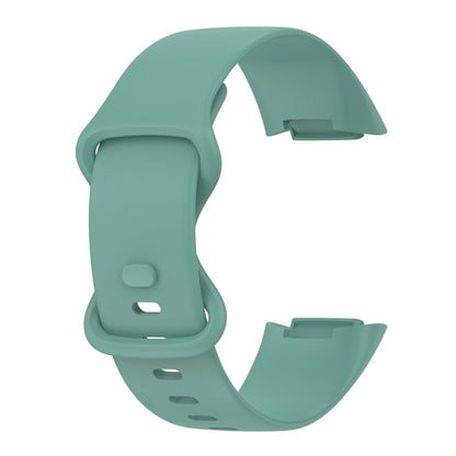 For Fitbit Charge 6 Solid Color Butterfly Buckle Silicone Watch Band, Size:L Size(Pine Green) - Watch Bands by buy2fix | Online Shopping UK | buy2fix