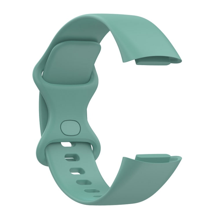 For Fitbit Charge 6 Solid Color Butterfly Buckle Silicone Watch Band, Size:L Size(Pine Green) - Watch Bands by buy2fix | Online Shopping UK | buy2fix