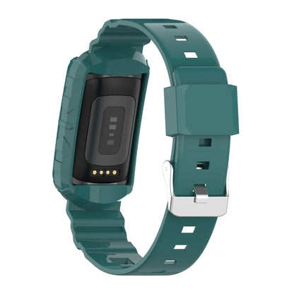 For Fitbit Charge 6 / 5 / 4 / 3 Armor Integrated TPU Watch Band(Pine Green) - Watch Bands by buy2fix | Online Shopping UK | buy2fix