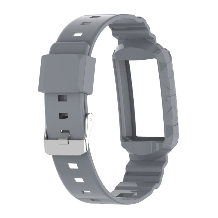 For Fitbit Charge 6 / 5 / 4 / 3 Armor Integrated TPU Watch Band(Gray) - Watch Bands by buy2fix | Online Shopping UK | buy2fix