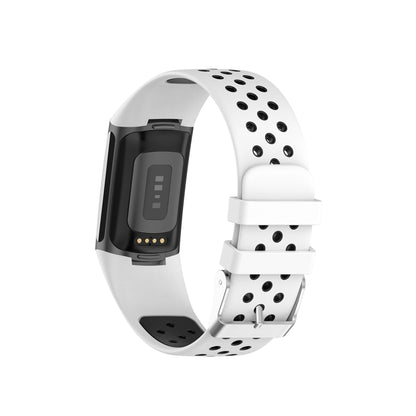 For Fitbit Charge 6 Dual Color Breathable Silicone Watch Band(White+Black) - Watch Bands by buy2fix | Online Shopping UK | buy2fix