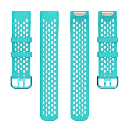 For Fitbit Charge 6 Solid Color Breathable Sports Silicone Watch Band(Teal Green) - Watch Bands by buy2fix | Online Shopping UK | buy2fix