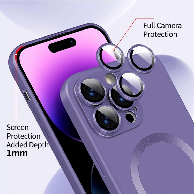 For iPhone 14 Pro Max ENKAY MagSafe Matte TPU Phone Case with Lens Film & Screen Glass Film(Purple) - iPhone 14 Pro Max Cases by ENKAY | Online Shopping UK | buy2fix