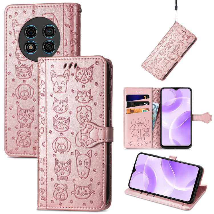 For Ulefone Note 15 Cat and Dog Embossed Leather Phone Case(Rose Gold) - Ulefone Cases by buy2fix | Online Shopping UK | buy2fix