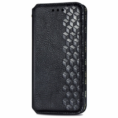 For OnePlus 12 Cubic Grid Pressed Magnetic Leather Phone Case(Black) - OnePlus Cases by buy2fix | Online Shopping UK | buy2fix