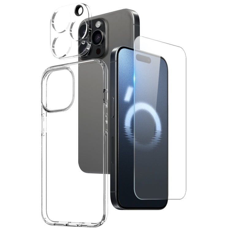 For iPhone 16 Pro Max NORTHJO 3 in 1 TPU Phone Case with Screen Film and Lens Film(Clear) - iPhone 16 Pro Max Cases by NORTHJO | Online Shopping UK | buy2fix